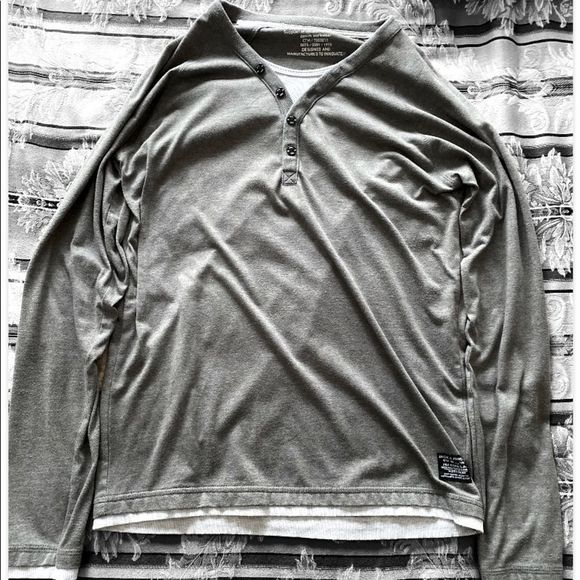 Jack&Jones Long Sleeve Shirt W/Under Shirt Detail - Picture 1 of 2